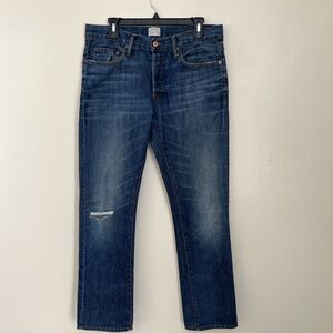 BONOBOS Slim Straight Premium Denim 100% Cotton Jeans, Medium Wash- 32 X 30